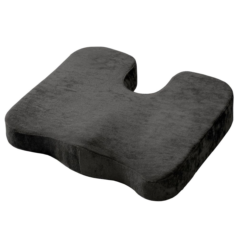 Riloer Cuscino Ortopedico Per Coccige E Sciatica - Set Con Cuscino Sedile E Schienale In Memory Foam Con Rivestimento Rimovibile - Nero