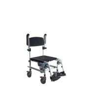 Sedia Doccia e Comoda da Transito Aqua Coral 46 cm con Ruote, Alluminio e Braccioli Ribaltabili