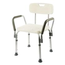 Sedile Doccia con Schienale e Braccioli Regolabile in PVC e Alluminio