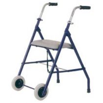 Deambulatore Pieghevole 2 Ruote con Seduta Imbottita Regolabile