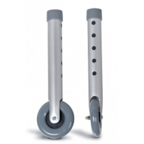 Mopedia paio di ruote fisse da 75 mm con cinque fori in metallo e plastica grigia per deambulatori