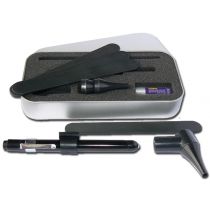 Gima Delta kit otoscopio a LED con testa otoscopio, tre speculum, colore nero, astuccio in alluminio