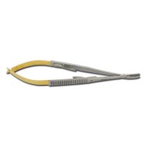 Gima porta aghi Castroviejo curvo con morsi in carburo di tungsteno 14 cm punta liscia acciaio