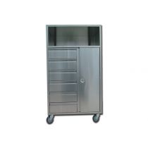 Gima carrello per anestesia in acciaio inox satinato con sei cassetti e scomparto verticale con serratura