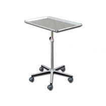 Tavolo con Vassoio in Acciaio Inox Regolabile con Ruote