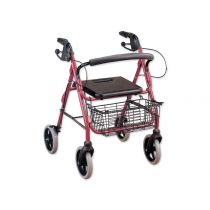 Deambulatore rollator con sedile e cestello ad altezza regolabile