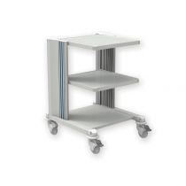 Gima carrello ospedaliero con base, due ripiani, colonne passacavi, alluminio e ABS, ruote con freno
