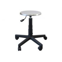 Sgabello Regolabile Inox con Ruote e Seduta Ø32 cm