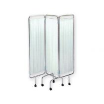 Paravento in Alluminio a 3 Sezioni con Ruote e Tende Lavabili