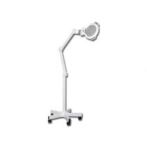 Gima Dermaled lampada LED con lente d’ingrandimento 5 diottrie, luce fredda, braccio articolato, carrello a 5 ruote, regolazione luminosità, bianca
