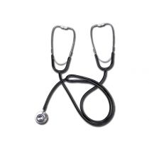 Gima duofono didattico con testa in acciaio inox e tubi auricolari in PVC nero per adulti e pediatrici