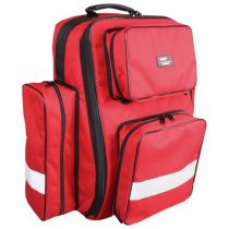 Easyred zaino per emergenza e primo soccorso in materiale antistrappo rosso con tasche e inserti riflettenti
