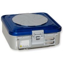 Gima container sistema barriera con due valvole e fondo perforato blu in alluminio 285x280x100 mm
