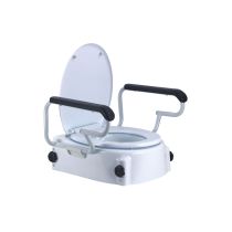 Demarta Virginio Trio rialzo per WC con coperchio, altezza regolabile e braccioli ribaltabili, PVC bianco