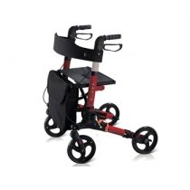 Deambulatore Compact Pieghevole in Alluminio Rosso con Sedile