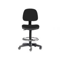 Gima sgabello con schienale e anello, seduta imbottita in finta pelle, base plastica, altezza regolabile