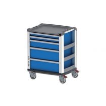 Gima Medi Kart carrello multifunzione in alluminio blu con piano in polimero e cinque cassetti