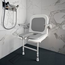 Fauteuil Douche Maldives – Poltrona da Doccia Reclinabile a Parete con Braccioli Sollevabili e Seduta Imbottita