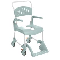 Sedia da Doccia con Ruote Clean per Uso Intensivo, Poltrona WC Multifunzionale con Struttura in Acciaio, Braccioli e Poggiapiedi Regolabili, Portata 130 kg