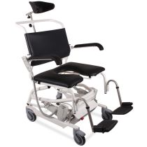Identités ErgoTip Poltrona da Doccia Elettrica Basculante e Regolabile in Altezza per Disabili e Anziani — Seduta Ergonomica, Basculamento da -5° a 35°, 4 Ruote con Freno, Portata 200 kg