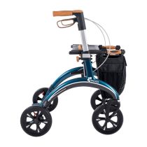 Rollator Saljol in Carbonio Leggero e Pieghevole per Anziani e Disabili – Deambulatore a 4 Ruote con Seduta, Frenata Regolabile e Borsa Inclusa