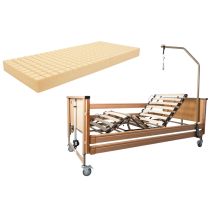 Kit Completo Degenza: Ausilium Virgo Letto Ospedaliero Elettrico Pieghevole + Materasso Antidecubito Ventilato Polimed