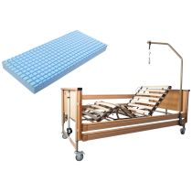 Kit Completo Degenza: Ausilium Virgo Letto Ospedaliero Elettrico Pieghevole + Materasso Antidecubito Ventilato Polimed