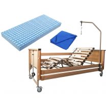 Kit Plus Degenza: Letto Ospedaliero Elettrico Pieghevole Virgo + Materasso Antidecubito con Fodera Ignifuga