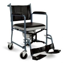 Comoda WC Pieghevole in Acciaio Verniciato con Ruote e Freni