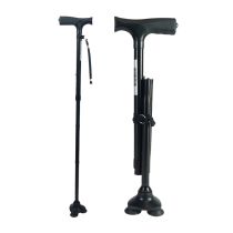 Identites Bastone Pieghevole con Punta Stabilizzatrice 360° in Alluminio Nero Impugnatura Ergonomica