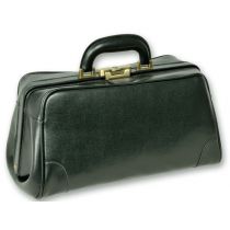 Borsa da Medico Florida in Pelle Nera con Serratura Brunita