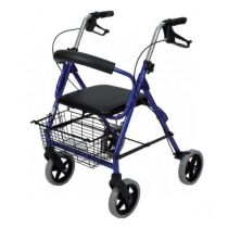 Rollator Pieghevole in Alluminio con con 4 Ruote (Diametro 18.5 Cm) con Sedile Imbottito