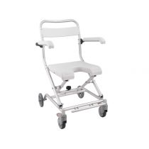 Sedia Doccia Pieghevole con Ruote in Alluminio e Braccioli PU