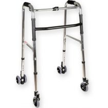 Gima deambulatore pieghevole in alluminio con 4 ruote, altezza regolabile, portata 100 kg, 55x65 cm