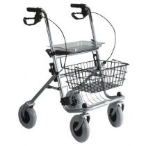 Deambulatore Rollator 4 Ruote con Seggiola e Cestino, Grigio