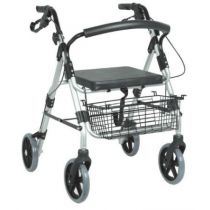 Deambulatore Rollator Pieghevole SILVER Regolabile con Sedile e Cestello