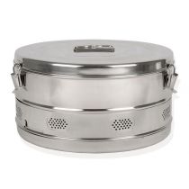 Drum Cilindrico per Sterilizzazione - Ø 340 x H 180 mm - Acciaio Inox