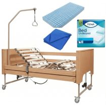 Kit Deluxe Degenza: Letto Elettrico Ortopedico in Legno Ausilium Libra + Materasso Antidecubito + Fodera + Traverse Assorbenti