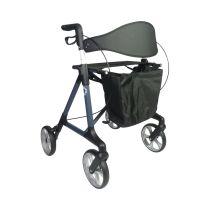 Identites Magnus Rollator Ultra-Leggero per Esterno a 4 Ruote – Deambulatore Pieghevole in Alluminio con Sedile Comfort, Freni di Stazionamento, Impugnature Regolabili in Altezza, Borsa e Portabastone, Portata 150 kg
