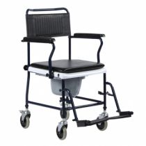 Sedia Comoda con Ruote e Braccioli Ribaltabili Blu