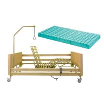 Kit Completo Degenza: Intermed Letto Elettrico 3 Motori Altezza Variabile Doghe Metallo e Sponde + Materasso Antidecubito Ventilato