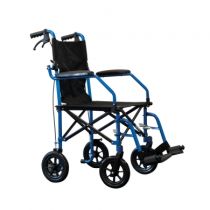 Intermed Companion Carrozzina da Trasporto Pieghevole Leggera – Sedia a Rotelle da Transito in Alluminio con Sacca a Trolley per Viaggi, Freni di Sicurezza per Accompagnatore, Peso 9,2 kg, Blu Metallizzato