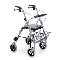 Rollator Pieghevole in Alluminio Verniciato con Barra Poggiaschiena