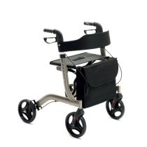 Rollator Pieghevole in Alluminio Verniciato con Seduta in Tessuto e Borsa