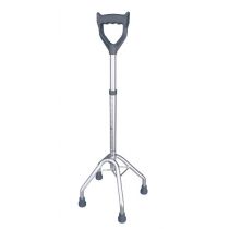 Mopedia quadripode base larga con manico chiuso in alluminio anodizzato e puntali antiscivolo grigi