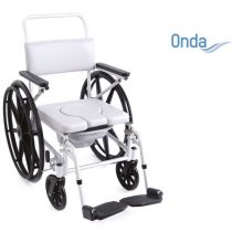 Mopedia Onda sedia per doccia e wc ad autospinta in alluminio con imbottitura idrorepellente bianca