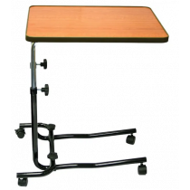Scrivania Mobile con Ruote per Letto, Regolabile, Teak Laminato