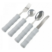 Set 4 Posate Ergonomiche in Foam con Manico Grigio Chiaro