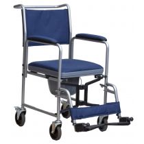 Sedia Comoda Pieghevole con Ruote Piroettanti in Acciaio e Nylon Blu