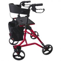 Identites Rollator Neo Strong deambulatore con seduta e schienale in tessuto rosso ruote antiscivolo 150 kg